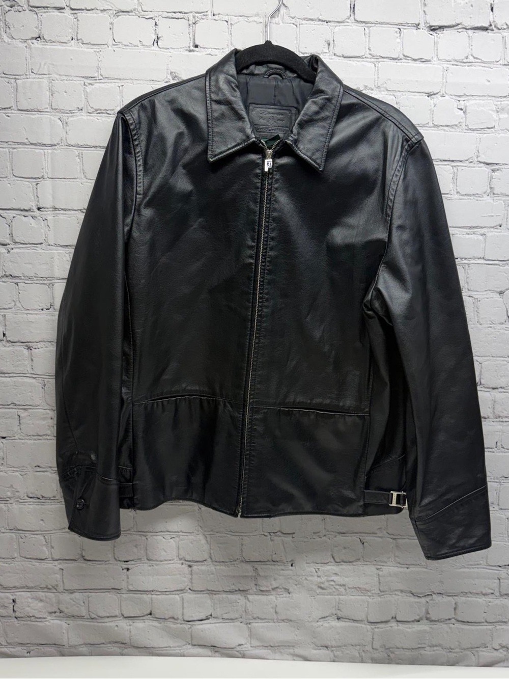 Polo by Ralph Lauren Black Leather Zip-Front Jacket Sz L